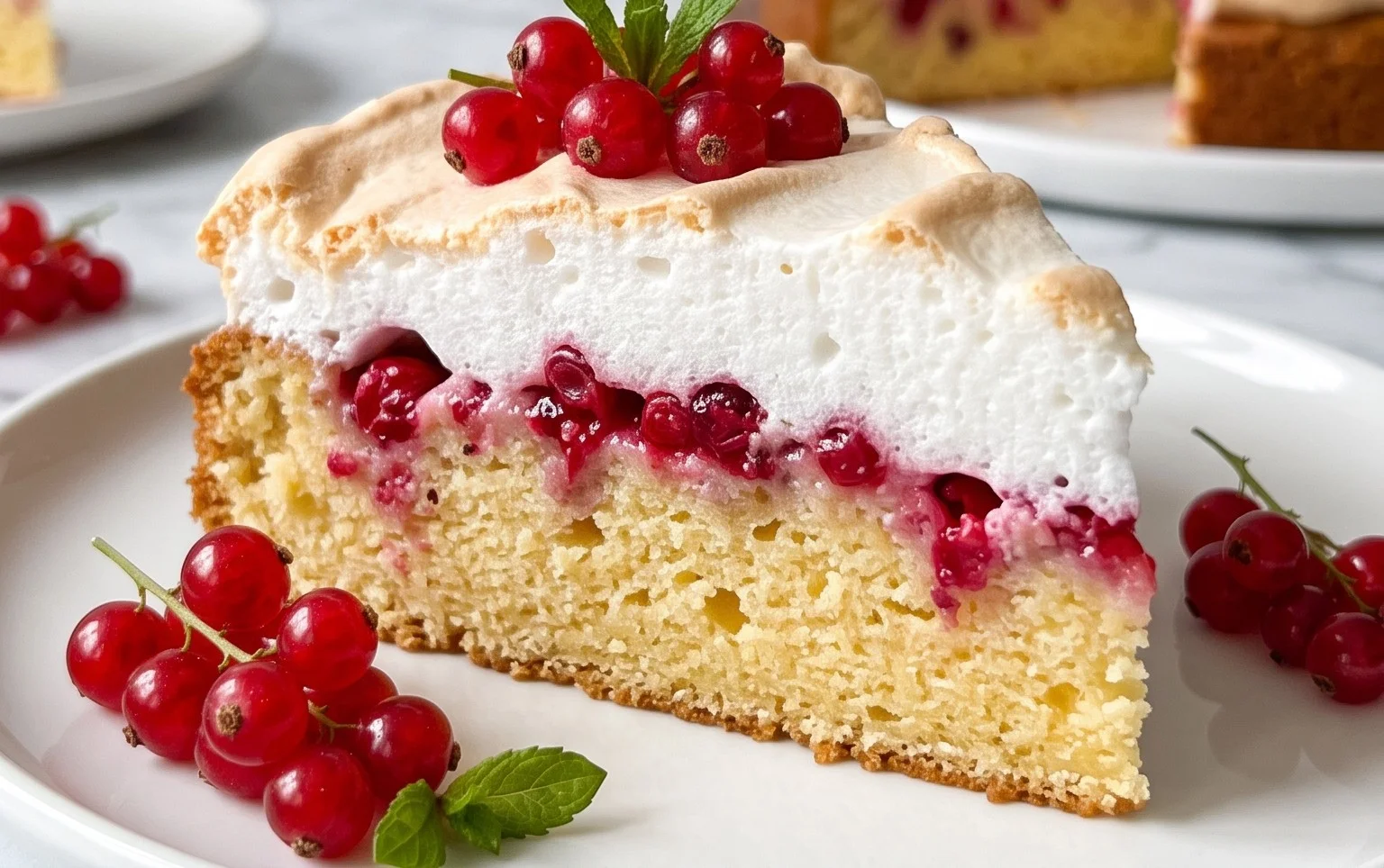 Ribiselkuchen mit Schneehaube