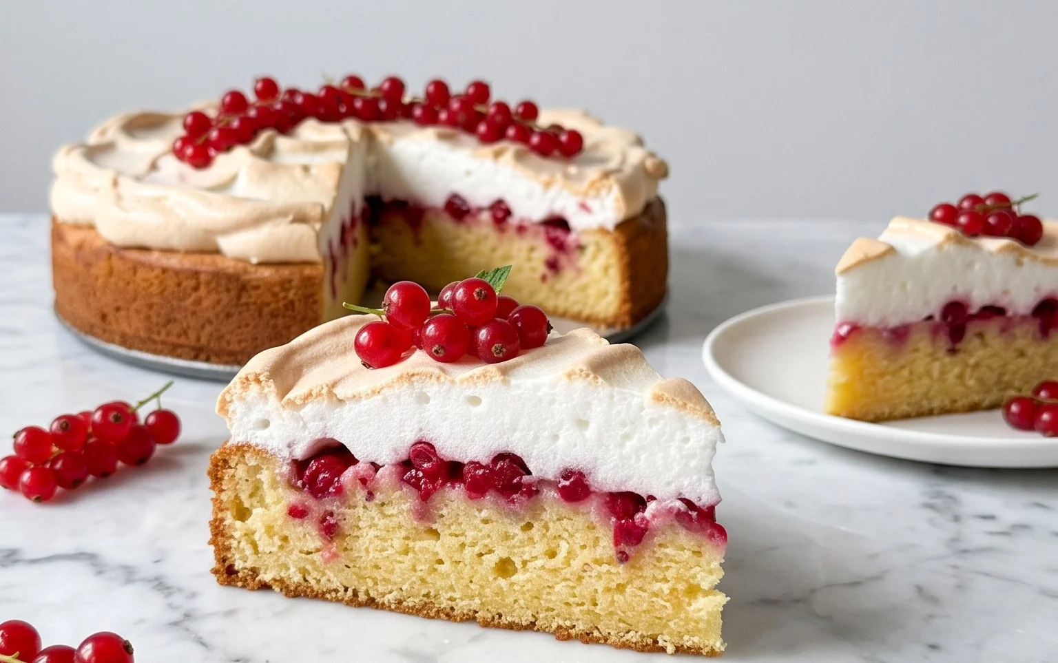 Ribiselkuchen mit Schneehaube