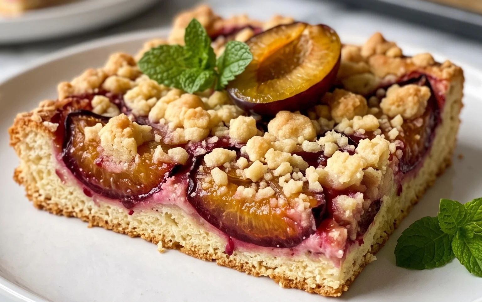 Rezept für Streusel-Pflaumenkuchen vom Blech mit Hefeteig