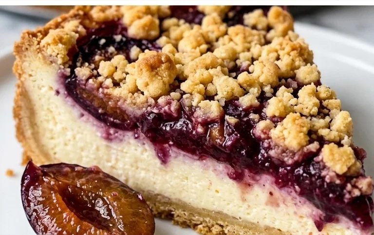Zwetschgen-Käsekuchen - mit Mürbeteigboden & Streusel