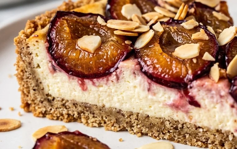 Zwetschgen-Topfenkuchen mit Nuss-Mürbteig