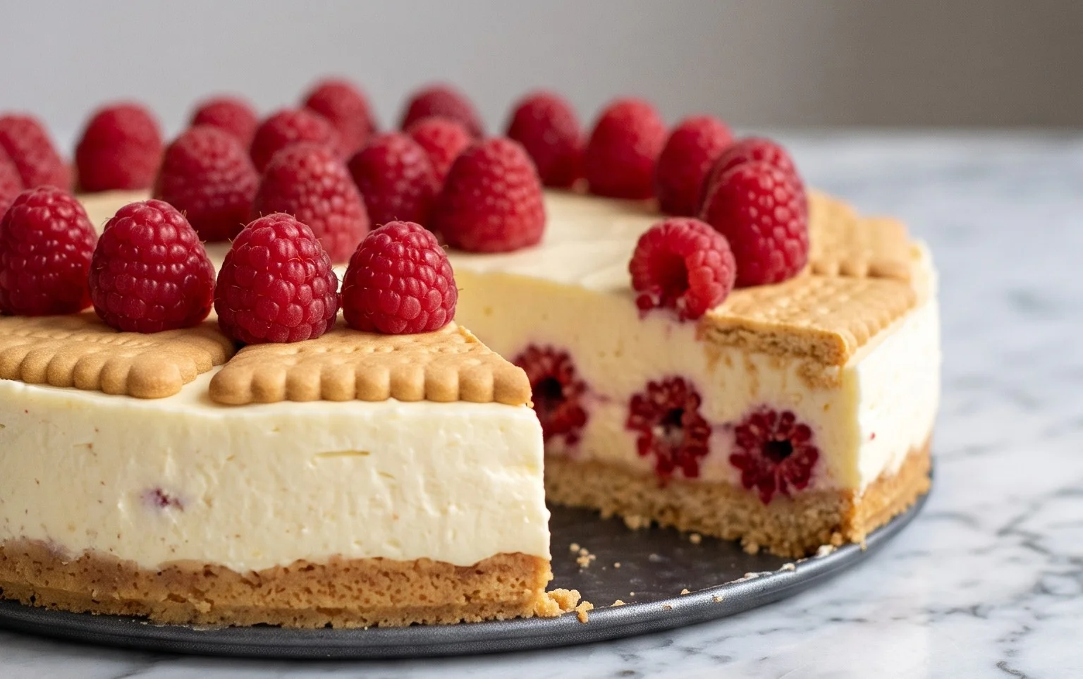Butterkekskuchen mit Himbeeren: Einfach & Lecker