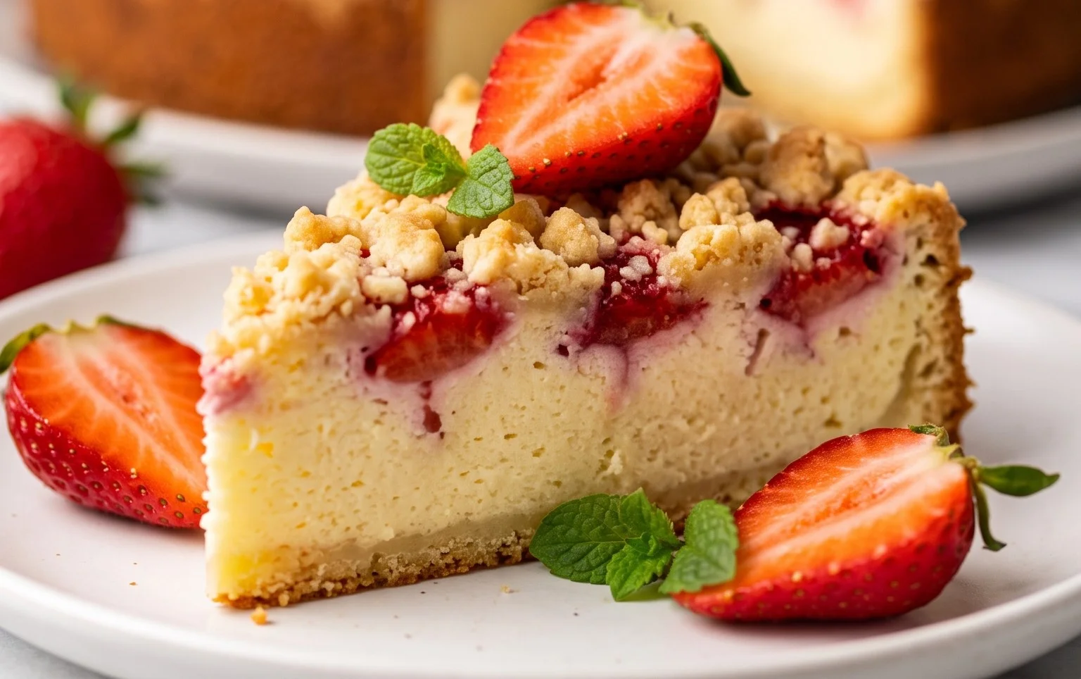 Joghurtkuchen mit Erdbeeren und Streusel